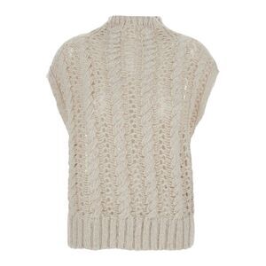 Antonelli Women 'Faustina' Beige Sleeveless Crewneck Knit Vest In Wool Woman